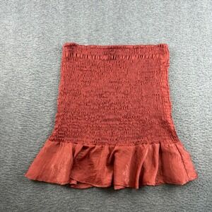 Blue Blush Tube Top Women's Medium Rust Orange Smocked Ruffle Peplum BS91338